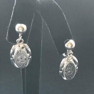 12K GMS GF White Gold Vintage Drop Clip-on Earrings